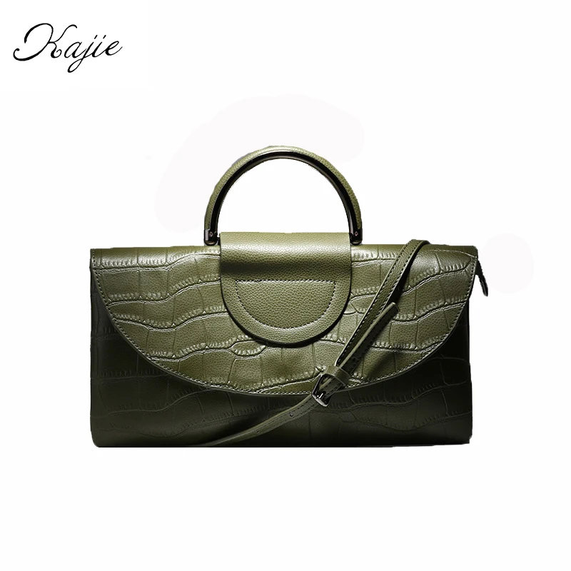 

Vintage Genuine Leather Luxury Handbags Women Function Crocodile Top-handle Bags Designer Shoulder Bags Female New Arrival