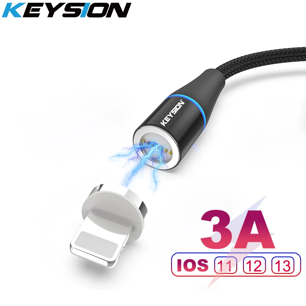 Магнитный USB кабель KEYSION для iPhone 11 Pro XR XS Max 6s 7 8Plus 5s 3A быстрой зарядки зарядный