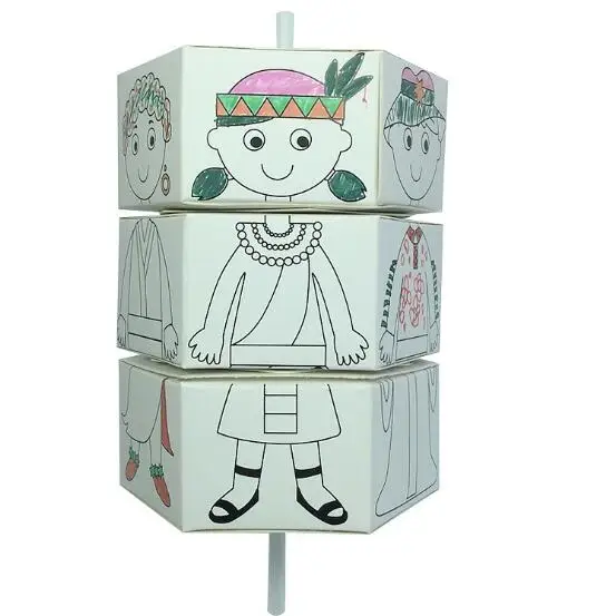 April Du Children Creative Kid Scientific Toys handmade paper rotating dolls kindergarten DIY technology invention model