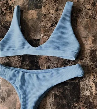 

2017 Solid Color Brazilian Style Bikini Set Swimsuit Bathing Suit For Women Swimwear