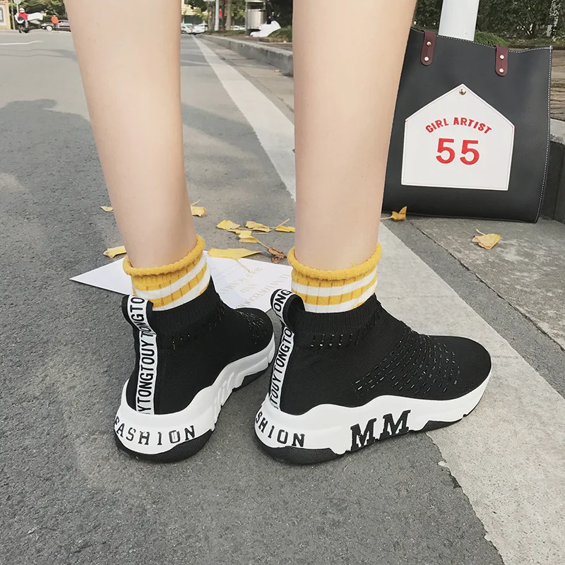

Elastic Force Socks Shoe Woman Korean Ulzzang2018 Spring New Pattern High Help Sneakers Children Casual Shoes Short Boots