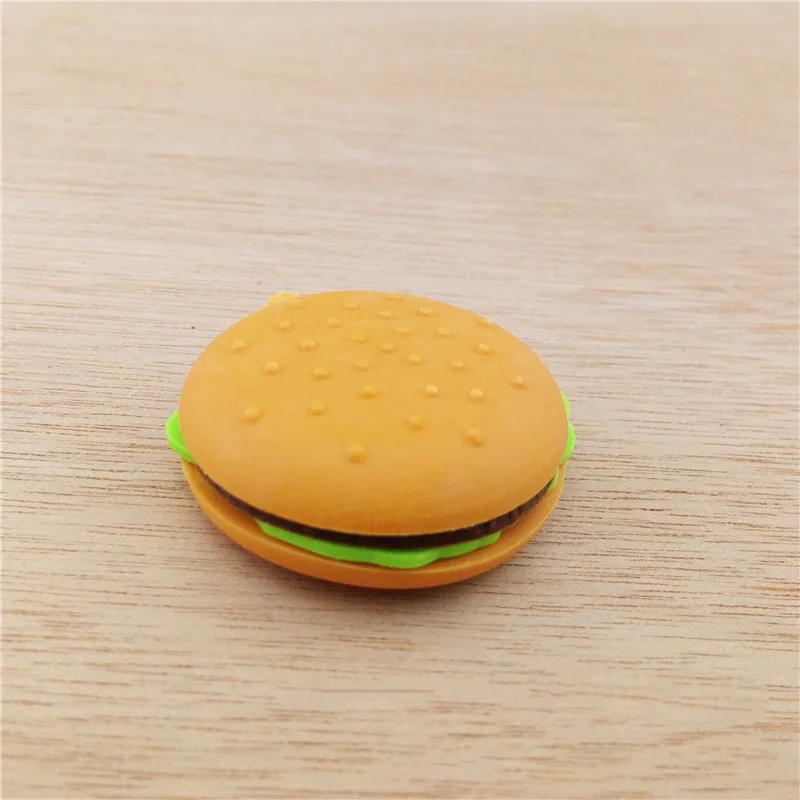 Оптовая продажа 48 шт. гамбургер хот-дог сэндвич пища ластик для детей Детский карандашный ластик Школьный набор карандашей Резина гомма