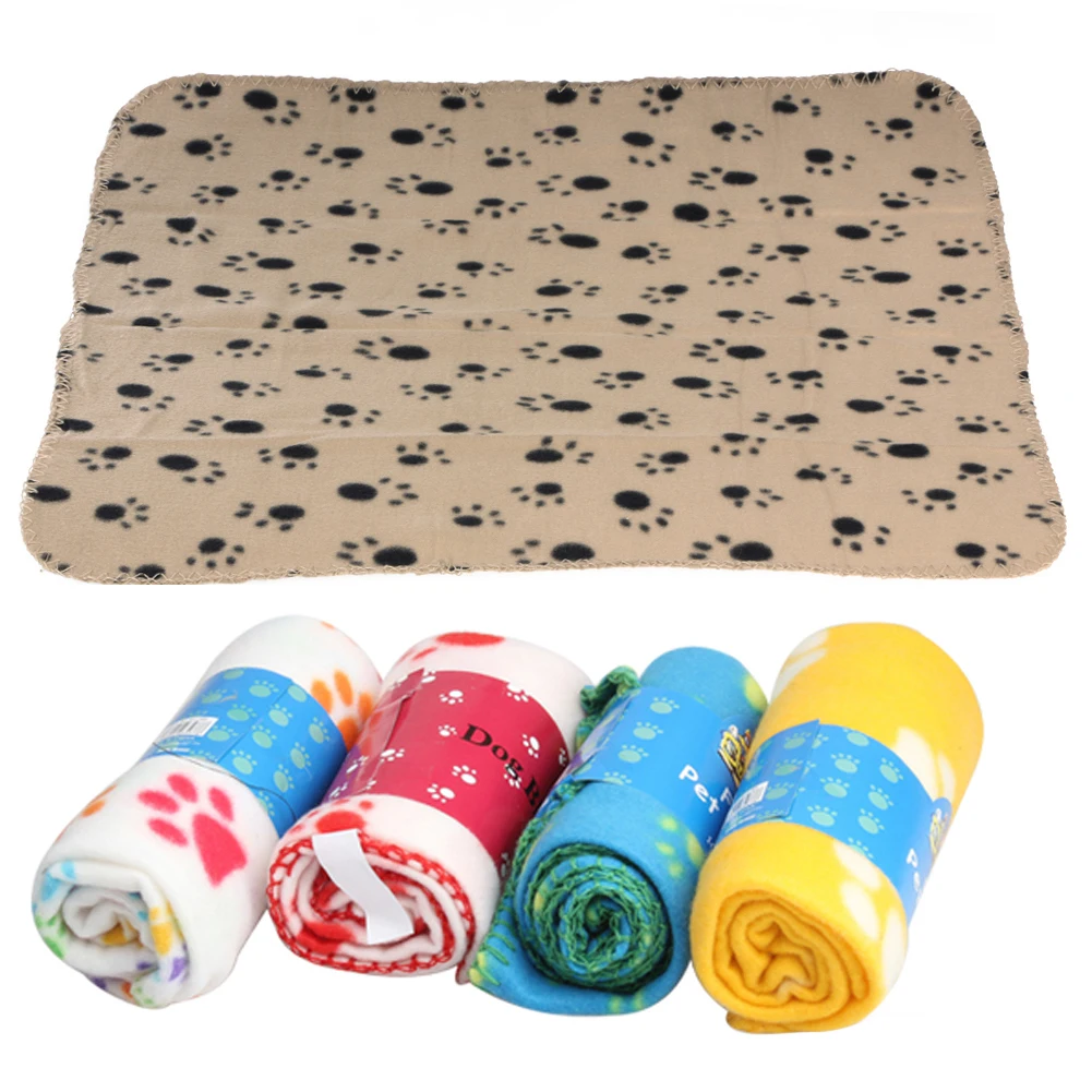 

60*70cm Cute Floral Warm Pet Blanket Soft Mat Dogs Cat Bed Paw Print Dog Puppy Fleece Soft Blanket Beds Mat Random Color