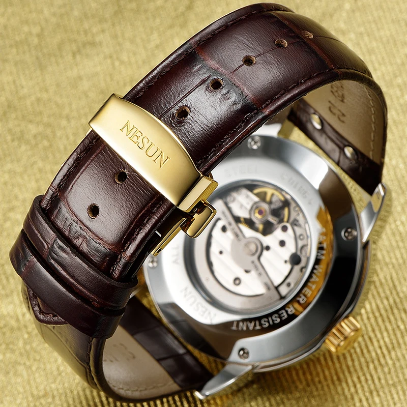 NESUN мужские креативные automatic Tourbillon механические наручные часы водонепроницаемые