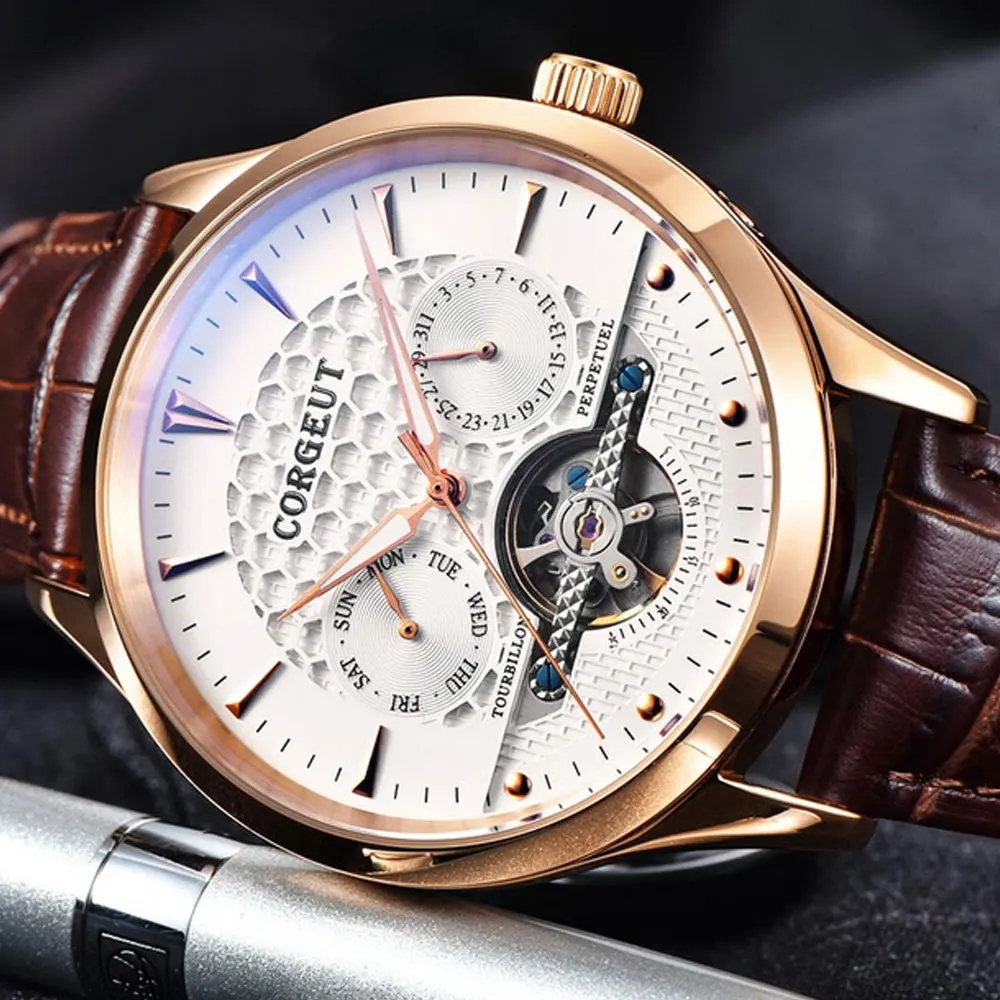 

New Watches Men Luxury Brand Rose Golden Case Men Sports Watches Waterproof Full Steel Automatic Men's Watch Relogio Masculino