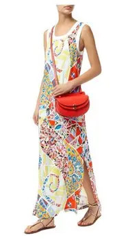 

New women's fashion printed T-shirts lengthened sleeveless vest slim stretch silk Jersey dress