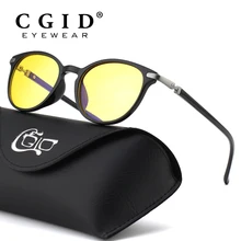 CGID фирменный дизайн женские компьютерные очки TR90 круглая оправа очки против голубого излучения с желтыми стеклами и чехол CY32