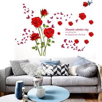 

DIY Removable Romantic Red Rose Flower Quote Wall Sticker Decal Decor Newest