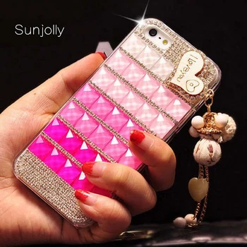 

Sunjolly Diamond Phone Case for Samsung Galaxy A8 Plus 2018 C7 Pro C5 Pro J3 Pro J3110 Lip Bling Rhinestone Cover coque fundas
