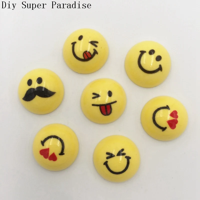 

New 100pcs 15mm Round Lovely Emoticons Resin Stone Flatback Child Manual Works DIY Craft K37*10