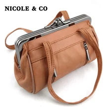 NICOLE& CO женский кошелек для монет из натуральной кожи держатель для карт кошелек с металлической рамкой кошелек для девочек маленький мешок для монет