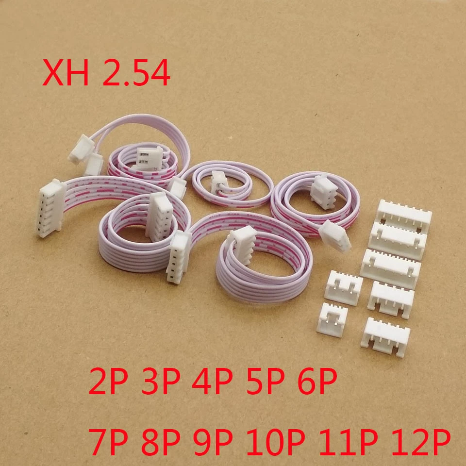 

10pcs/lot 20cm XH red white ribbon cable dual head same direction XH2.54 2P 3P 4P 5P 6P 7P 8P 9P 10P 11P 12P connector