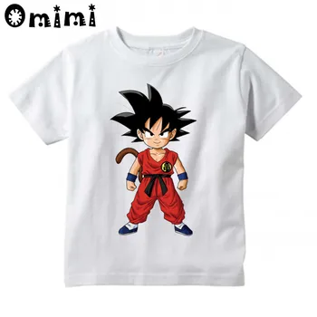 

Children's White Cute Toddler Goku Cartoon Printed T Shirt Kids Anime Dragon Ball Z Tops Boys and Girls Cute T-Shirt
