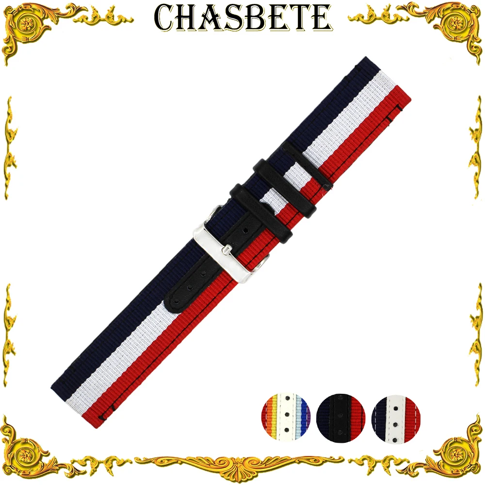 22mm 24mm Nylon Canvas Watch Band for Cartier Men Women Nato Fabric
Strap Wrist Loop Belt Bracelet Black White + Pin + Tool