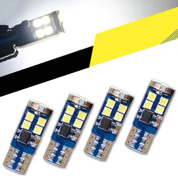 

4x T10 Fog Wedge Width Light 168 194 W5W 3030 12LED Canbus Interior Instrument Reverse Light Lamp Bulb White