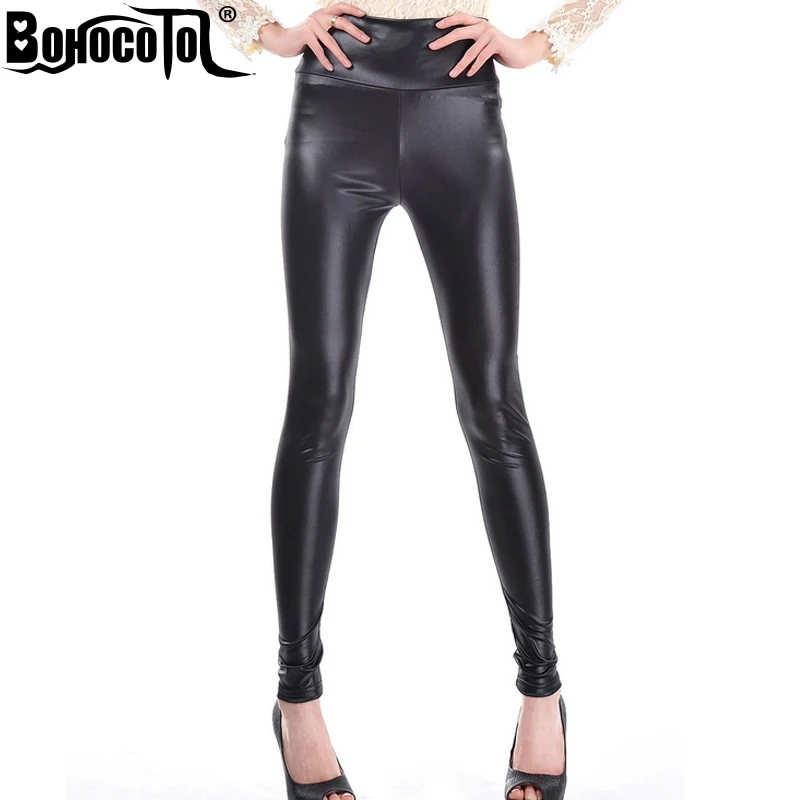 Женские зимние леггинсы из искусственной кожи с высокой талией|faux leather leggings