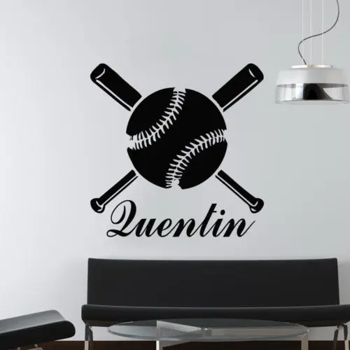 Wall Decals Personalized Name Decal Baseball Bat Vinyl Sticker Nursery