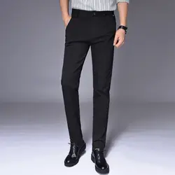 Новые мужские черные классические брюки тонкие удобные элегантные Для мужчин брюки Размеры 28-38 чистого цвета мужские женские офисные брюки