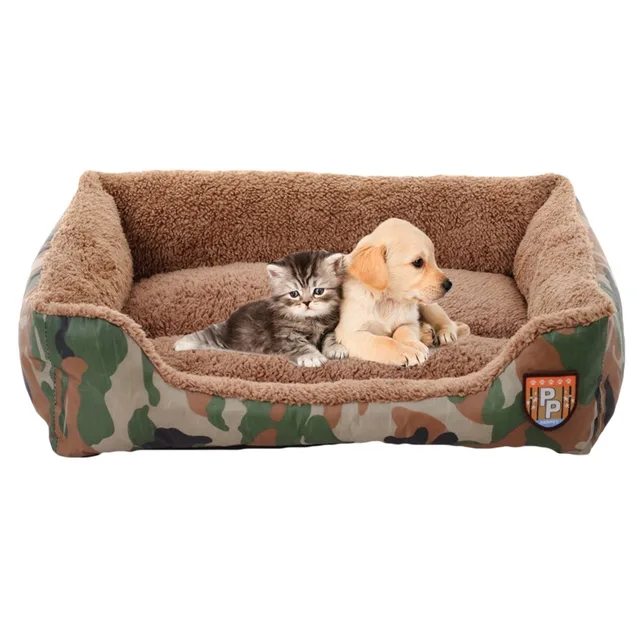 Us 10 76 32 Off Soft Warm Pet Nest Cats Bed Jungle Camouflage Sofa Dog House Cozy Rectangle Puppy Teddy Square In Houses Kennels