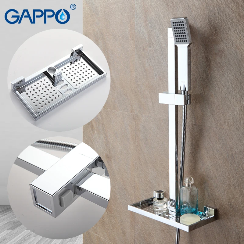 

GAPPO Height Adjustable Riser Slide Rail Wall Mounted Shower Sliding Bar Chrome Plated Polish waterfall shower Bathroom Shower