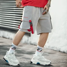 Уличная летние грузовые шорты Для мужчин ленты карманы Для мужчин s шорты Повседневное по колено Бермуды мужские шорты