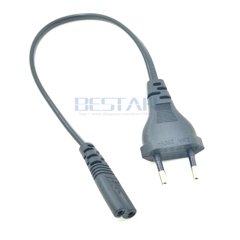 European EU VDE 2PIN Plug short Power Cable EU IEC 320 C7 Figure 8 AC Power Cord 20cm charging cable usb charging cable ac power cable For Radio Battery Chargers PSP 4 CD Play
