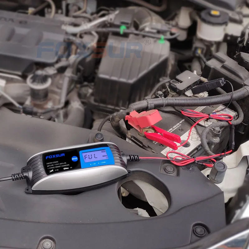 FOXSUR 6V 12V 7-этап для автомобилей и мотоциклов, Батарея Зарядное устройство, зимний режим из водонепроницаемого материала, на гелевый Аккумулятор AGM Зарядное устройство с разъемом SAE