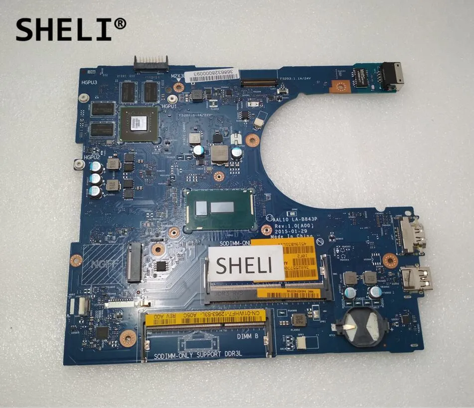 

SHELI CN-01WHF7 01WHF7 1WHF7 For Dell 15 5758 5558 Motherboard with I5-5200U CPU LA-B843P