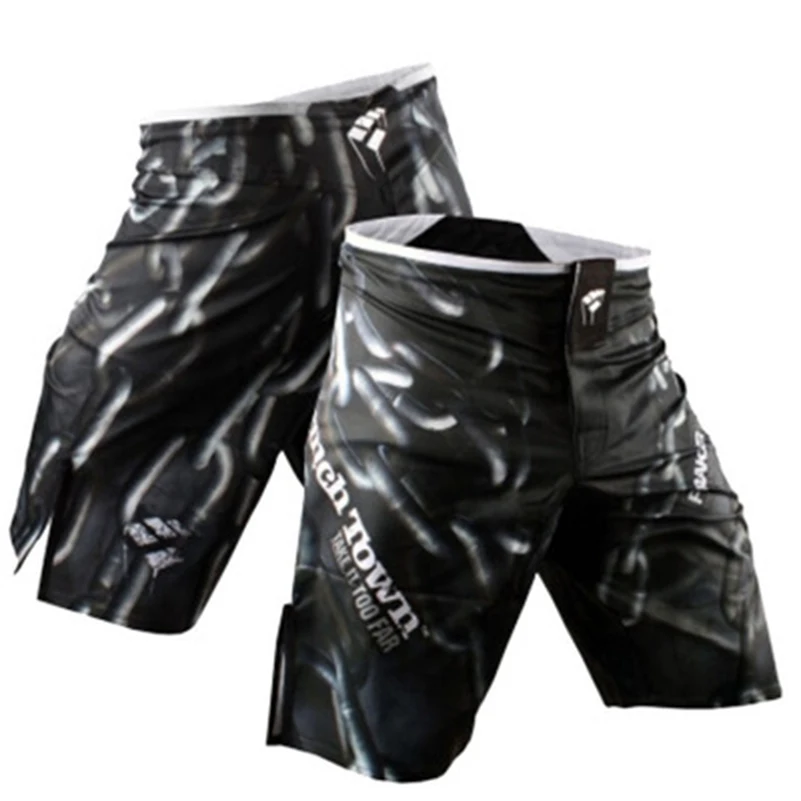 Мужские шорты для ММА боксерские трусы Bad Man Бои Шорты боксерские штаны джиу джитсу брюки для муай-тай тонкие Муай Тай тренировочные шорты - Цвет: Iron Chain