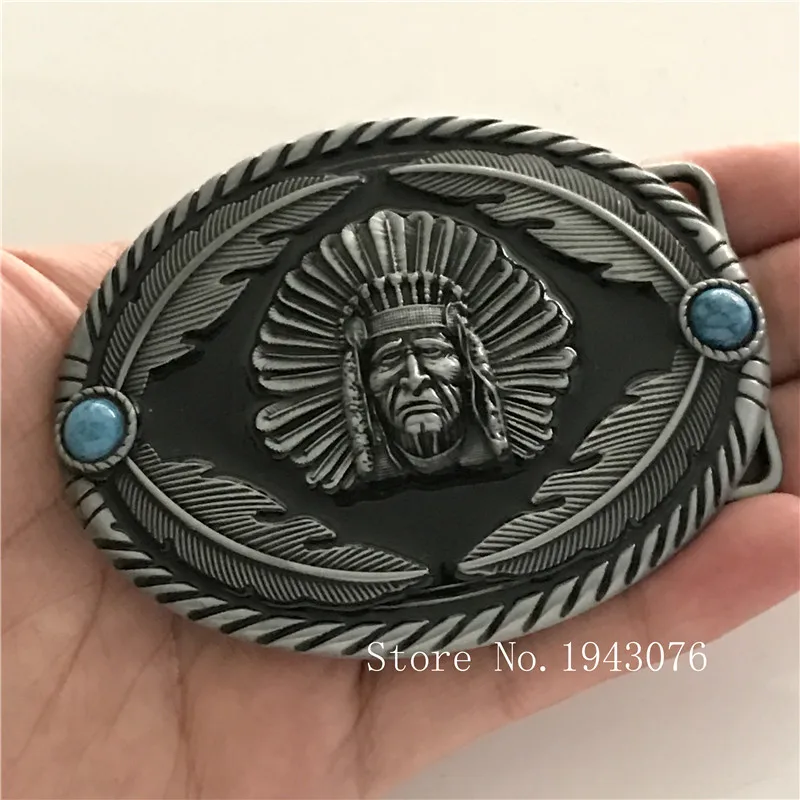 feathered indian belt buckle