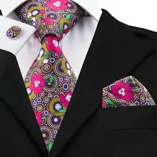 C-1205 Goom галстук, шейный платок и запонки продается в комплекте галстука Hi-Tie дизайн печати шеи галстуки для мужчин модные цветочные мужские галстуки
