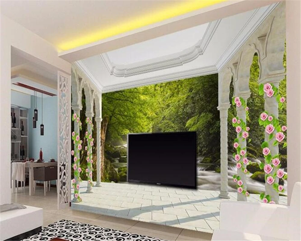 Beibehang 壁紙 3d テラス拡張小川風景葉背景モダンなリビングルームの絵画家の装飾 Wallpaper 3d 3d Landscapes3d Wallpaper Landscape Aliexpress