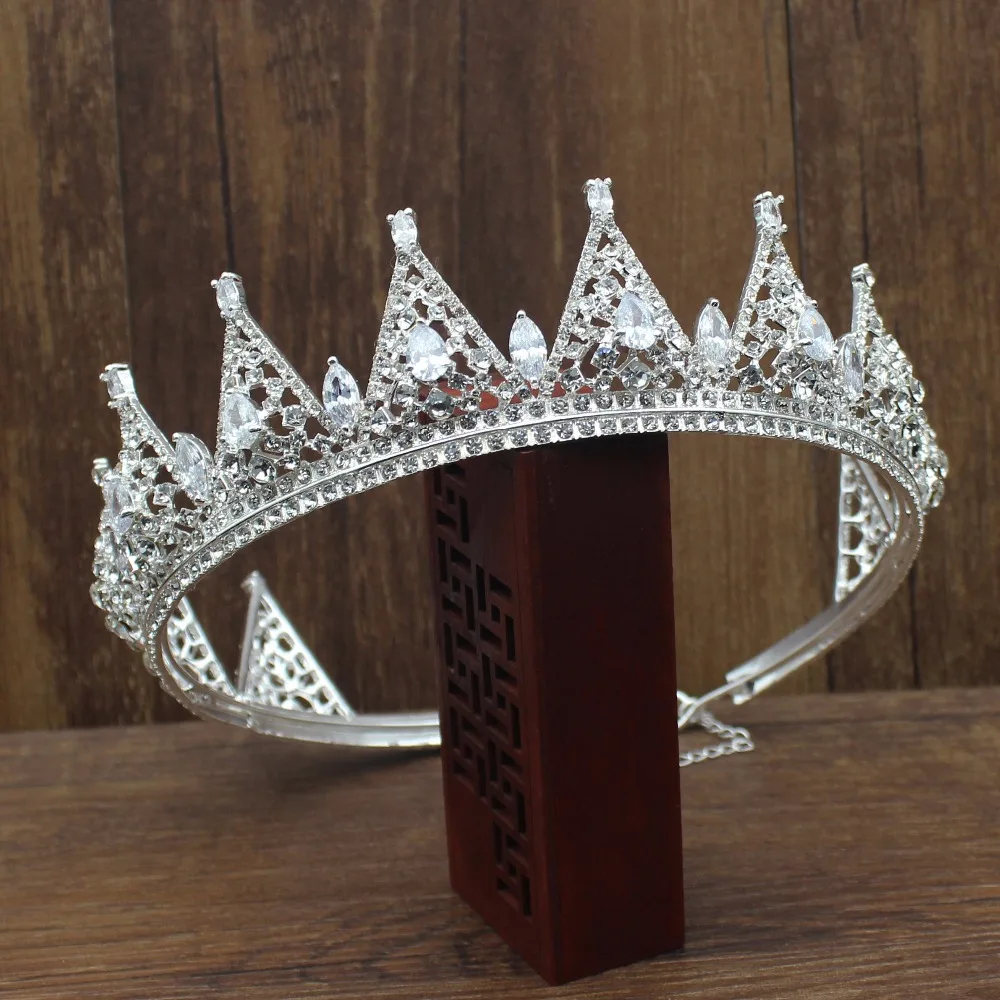

Luxurious Adjustable zirconia and Rhinestone Queen King Crown Tiara Bride Corona Diadem Wedding Bridal Hair Jewelry Accessories