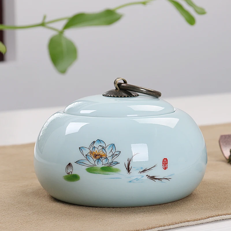 

Chinese Style Storage Container Ink Painting Ceramic Tea Jar Storage Bottles Jars For Food New Spice Jar Storage Box Sealed Jar