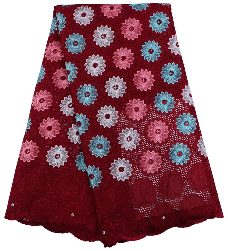 

2017 Eyelet Swiss Voile Lace Fabric With Stones Soft Embroidery Men Dry Voile Lace Materials In Switzerland 5Yards