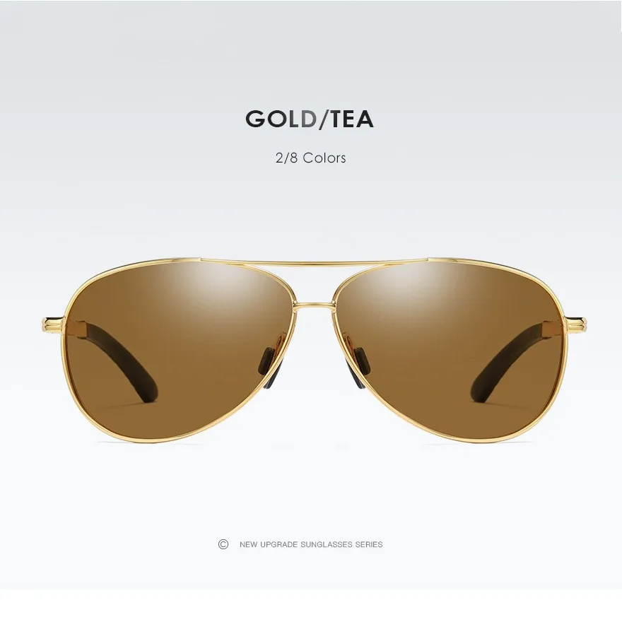 Мужские Винтажные алюминиевые HD поляризованные солнцезащитные очки, Классические брендовые солнечные очки, авиационные солнцезащитные очки, линзы для вождения, солнцезащитные очки для мужчин и женщин - Цвет линз: gold brown
