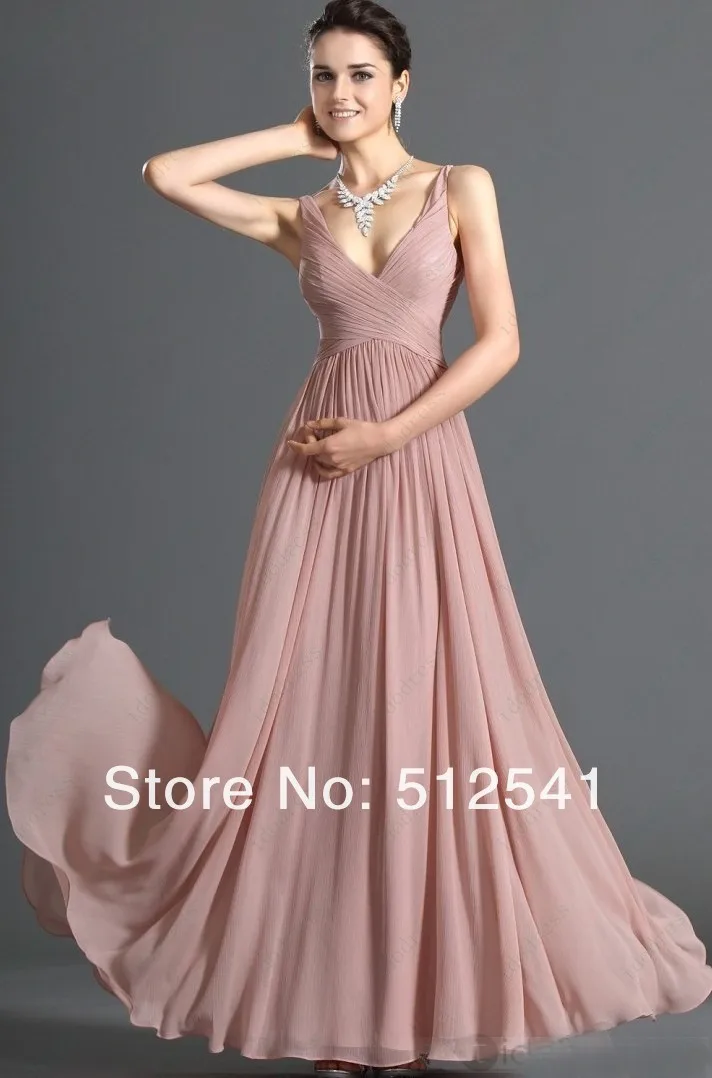 

Elegant Simple style Evening Dress Formal Sheath V Neck Chiffon Pleat Sleeveless sales promotion yk8P03