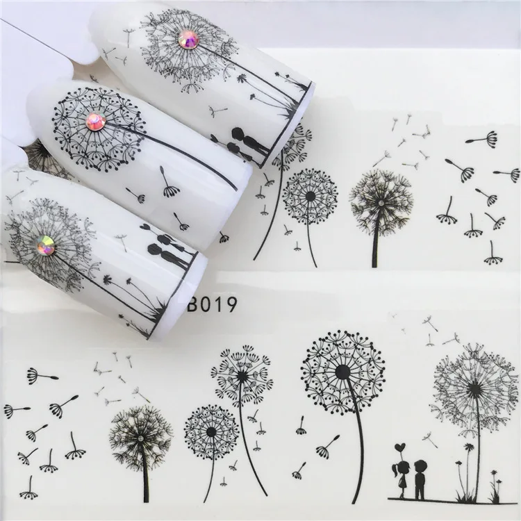 

nail stickers art decoration dandelion leaf slider adhesive Water Transfer decals manicure lacquer accessoires polish foil