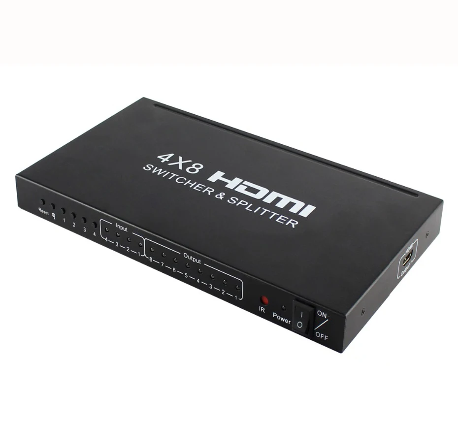 4x8 HDMI Switcher Splitter Audio Extractor 4 input 8 output Switch Audio Video Converter 3D 1080P Remote Control + Power Adapter
