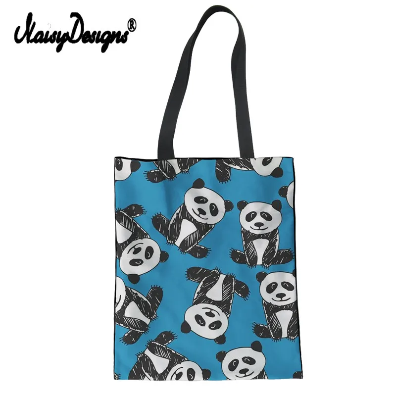 Мультфильм панда печати леди холст тотализатор сумки многоразовые сумка Симпатичные 3D животное енот Интернет-магазин эко складная сумка