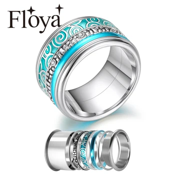 

Floya Love Wedding Band Ring Set Women Stainless Steel Ring Layers Vintage Interchangeable Accessories Ring Femme