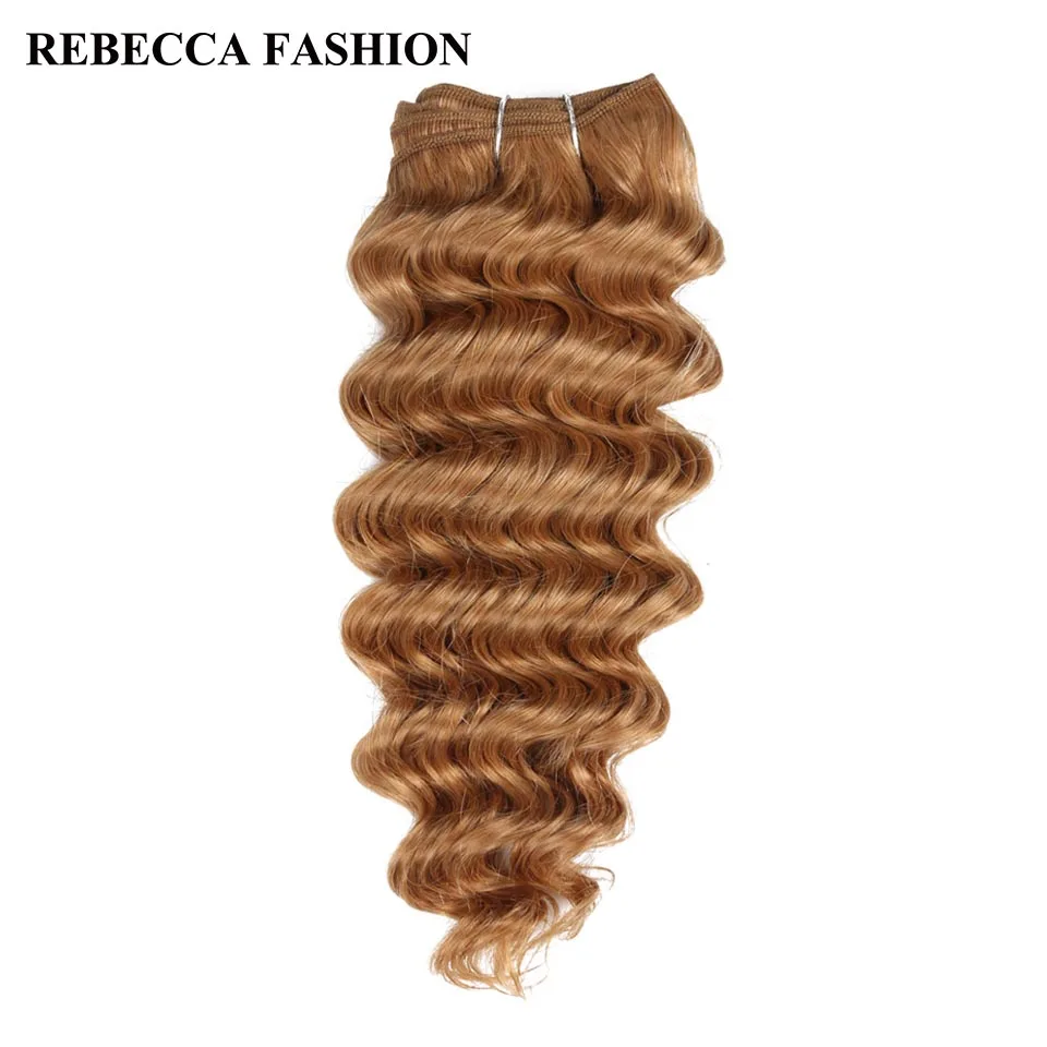 Feixes de Cabelo Marrom para Extensões de Cabelo Salão de Beleza Rebecca Remy Brasileiro Onda Profunda 100g Tecer Cabelo Humano Pré-colorido 27 30