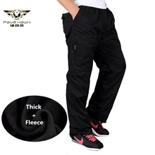 Мужские зимние брюки-карго, плотные теплые флисовые брюки, повседневные военные мешковатые Тактические длинные брюки размера плюс 5XL 6XL