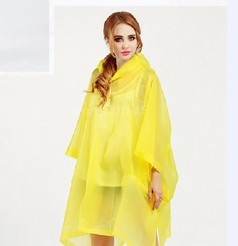 10pcs Disposble Raincoat P.E Soft Light Poncho With Cap Transparent Riding Hiking Anti Rain Clod For Adult
