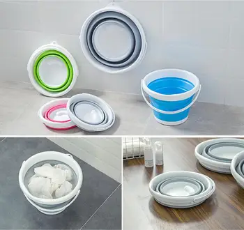 

Folding 10L Bucket for Fishing Promotion Car Wash Outdoor Fishing Supplies Portable Camping household products free shipping z6