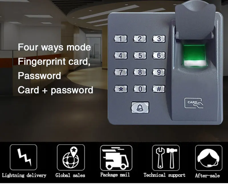 RFID считыватель сканер отпечатков пальцев Биометрический контроль доступа к отпечаткам пальцев X6+ 180 кг магнитный замок+ блок питания+ кнопка выхода+ 10 ключей