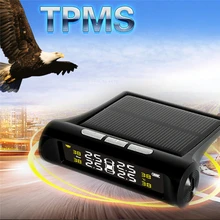 Auto TPMS Solar Energy Tire Pressure Monitoring System Car Tyre Temperature Alarm With 4 External Sensors LED Anti-Thef