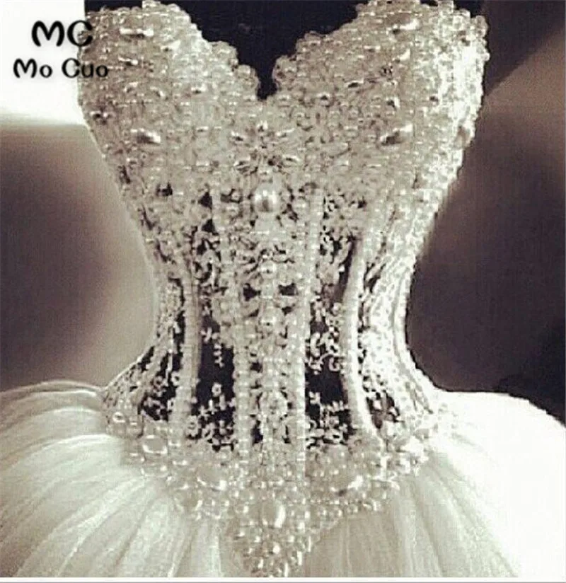 2021 Bling Strapless Ball Wedding 