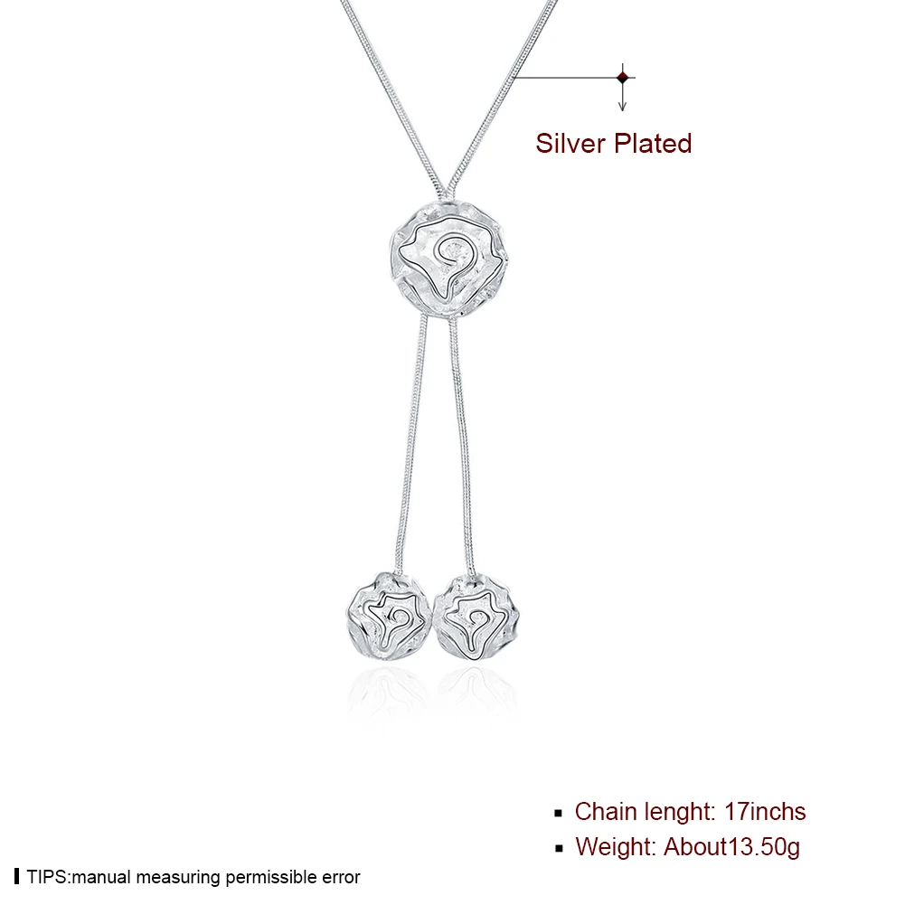 Женская цепочка с подвеской в виде цветка розы серебряным покрытием|flower pendant