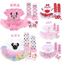 Комплекты одежды для маленьких девочек от 0 до 1 лет Детские Рождественские костюмы-комбинезоны, платье+ чулки+ обувь+ повязка на голову, комплект из 4 предметов